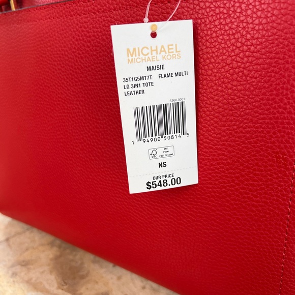 Michael Kors Maisie Large 3 in 1 tote handbag flame red - Picture 5 of 14